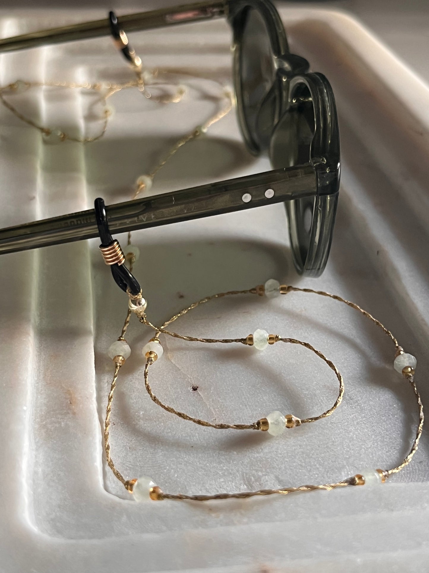 Tourmaline Eyeglass Chain - Spearmint - Thread and Stone Jewellery