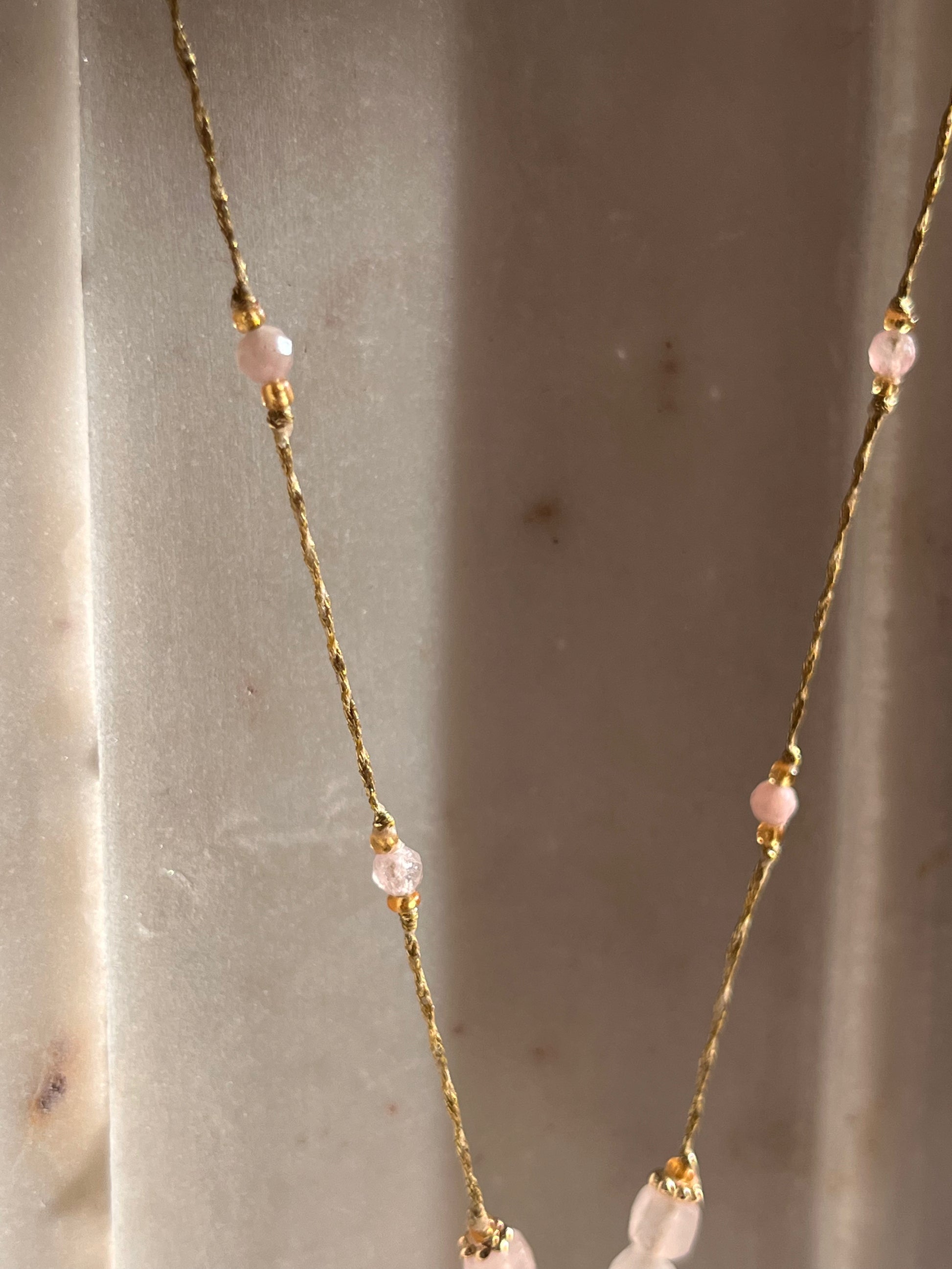 Evil Eye Necklace - Rose Quartz - Thread and Stone Jewellery