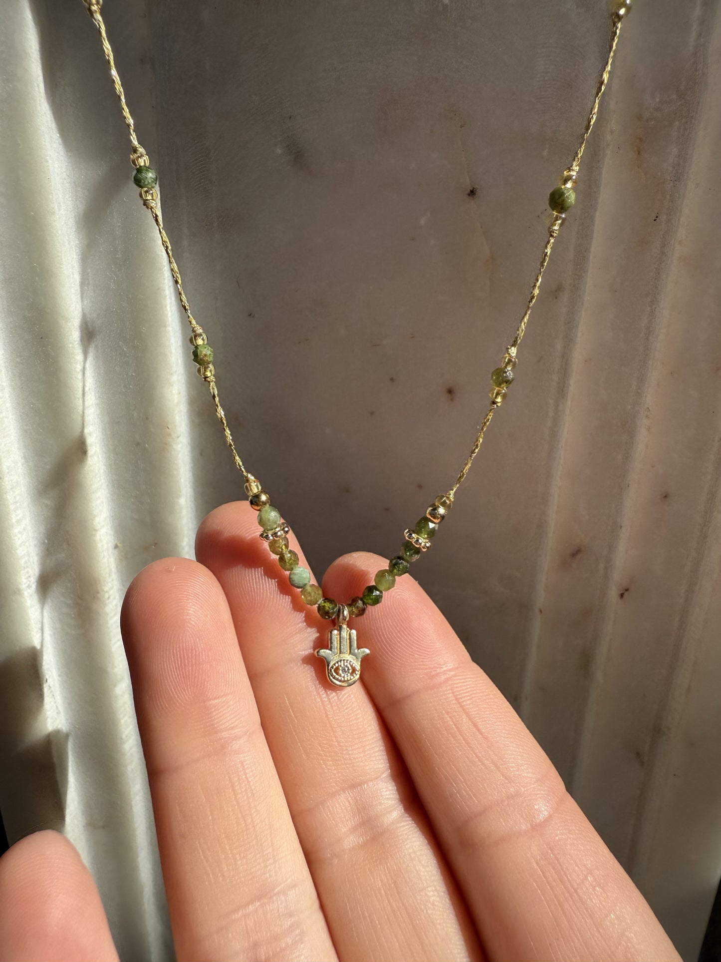 Tiny Hamsa Hand Choker